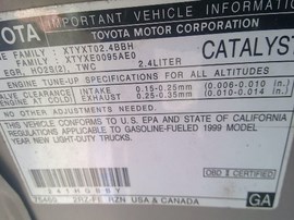 1999 TACOMA, GOLD, STD CAB, 2.4L, AT, 2WD.  Z25946